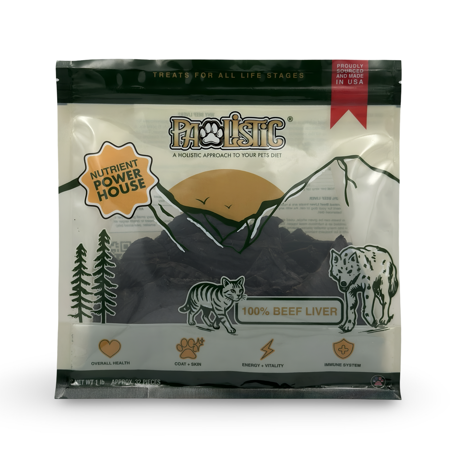 Pawlistic Beef Liver Treats for Dogs Cats 1lb Single Ingredient,