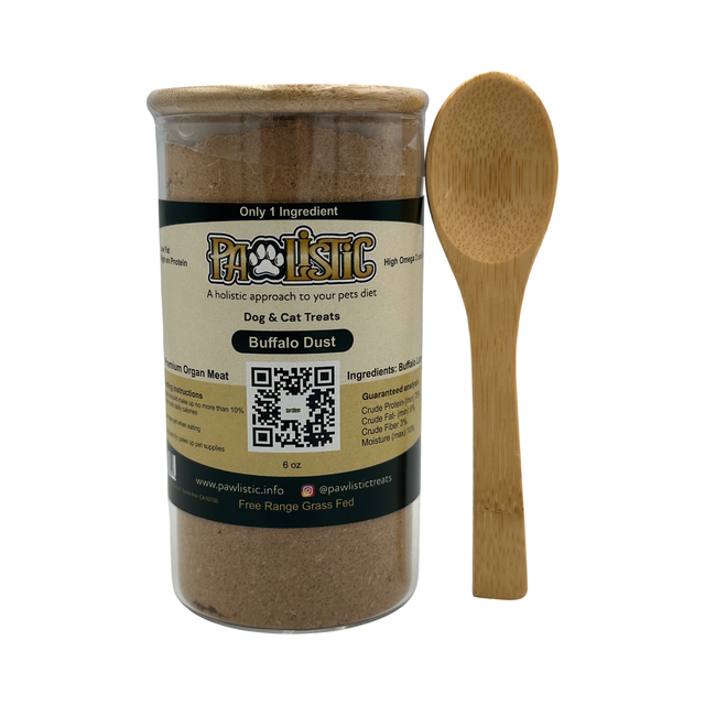 Pawlistic Buffalo Lung Meal Topper for Dogs - 6oz container of dehydrated organ meat powder