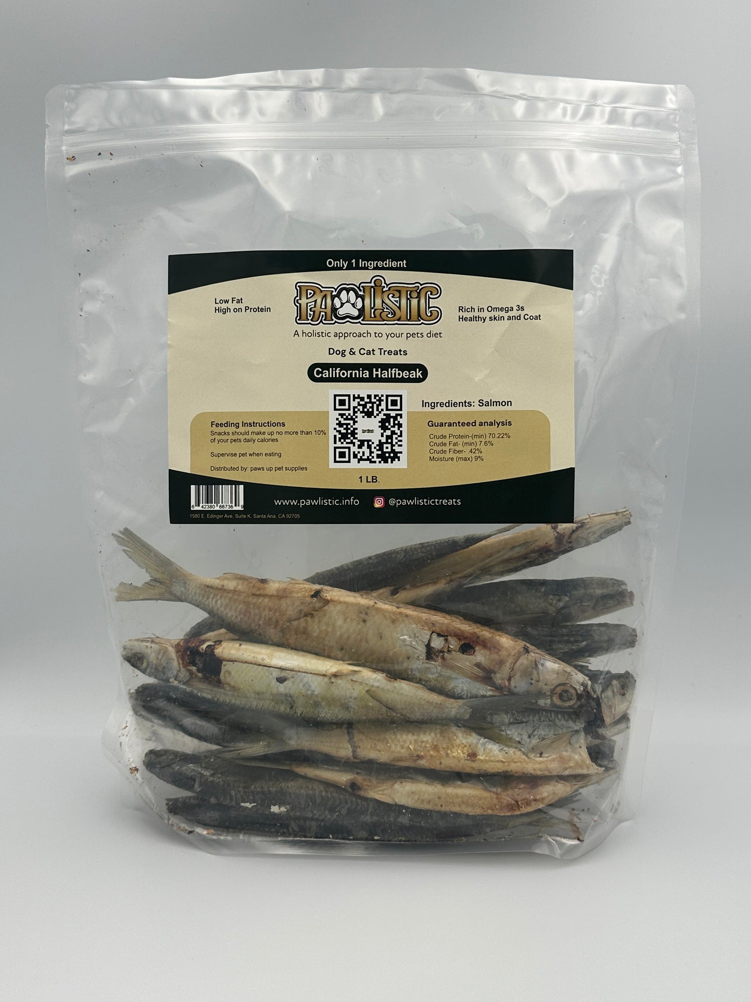 Pawlistic Halfbeak Fish Treats 1 pound bag